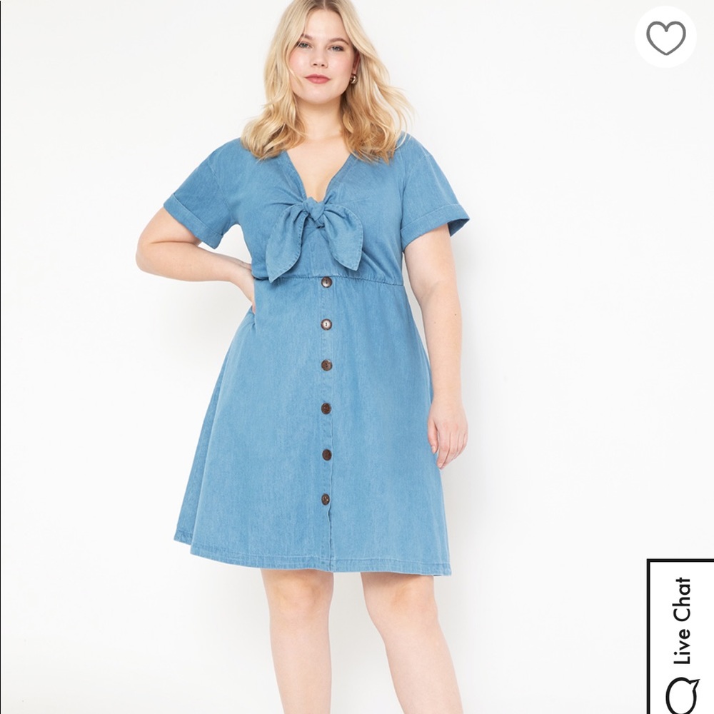 Chambray Tie Front Dress